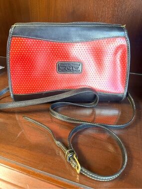 Vintage Dooney & Bourke Red and Black Perforated Leather